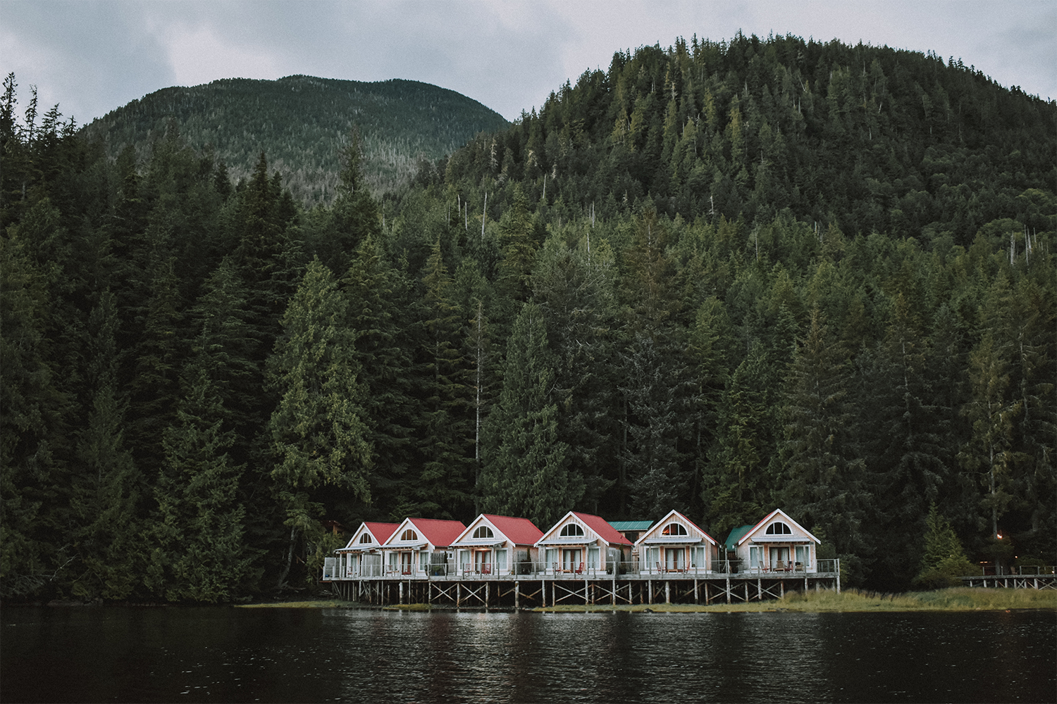 The cabins at Nimmo Bay, British Columbia, a remote luxury destination in Canada
