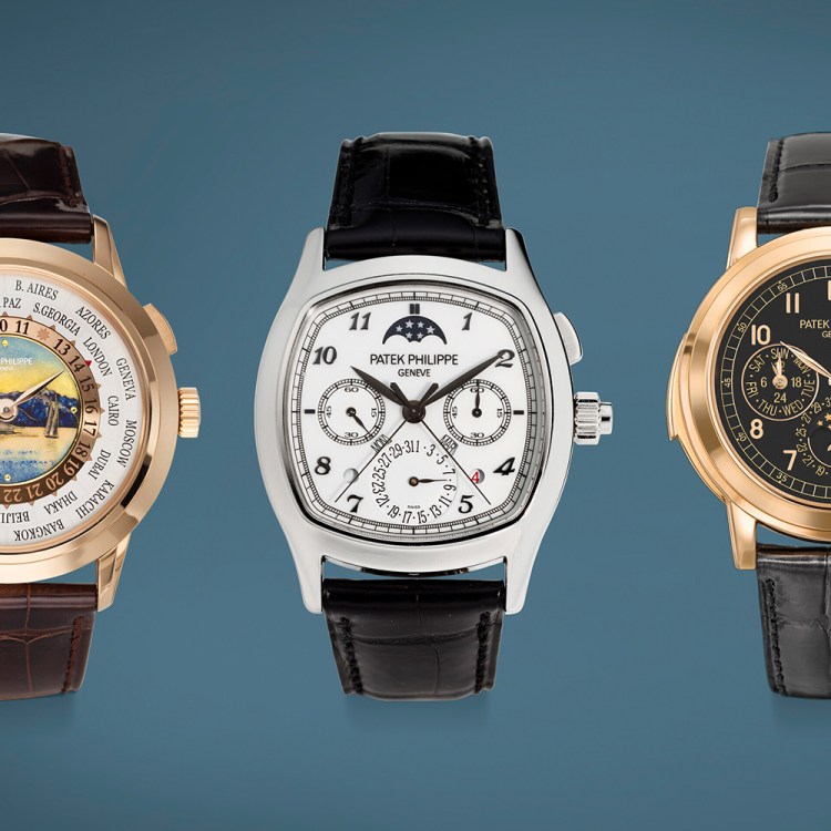 Three Patek Philippe watches that are part of the Kairos Collection that will be sold by Christie's in 2022, including the Ref. 5531R-012 World Time Minute Repeater
