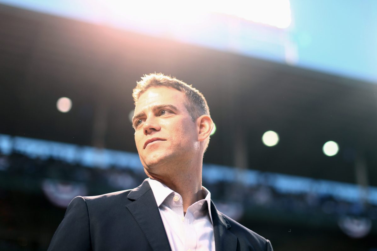 Theo Epstein before Game 3 of the 2016 World Series. Epstein ushered in many changes to the MLB, many of which made the game worse. Now he wants to change that.