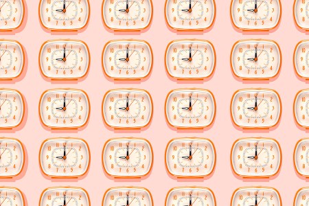 Alarm clocks against a background.