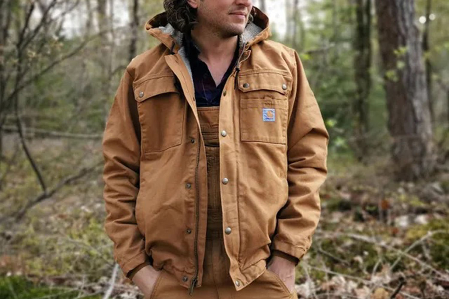 A model in a Carhartt jacket