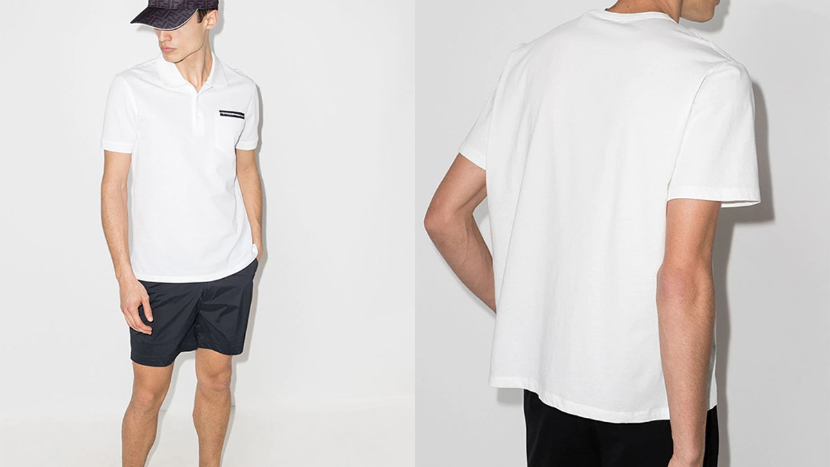 two models wearing a as white shirt and black bottoms on a white background