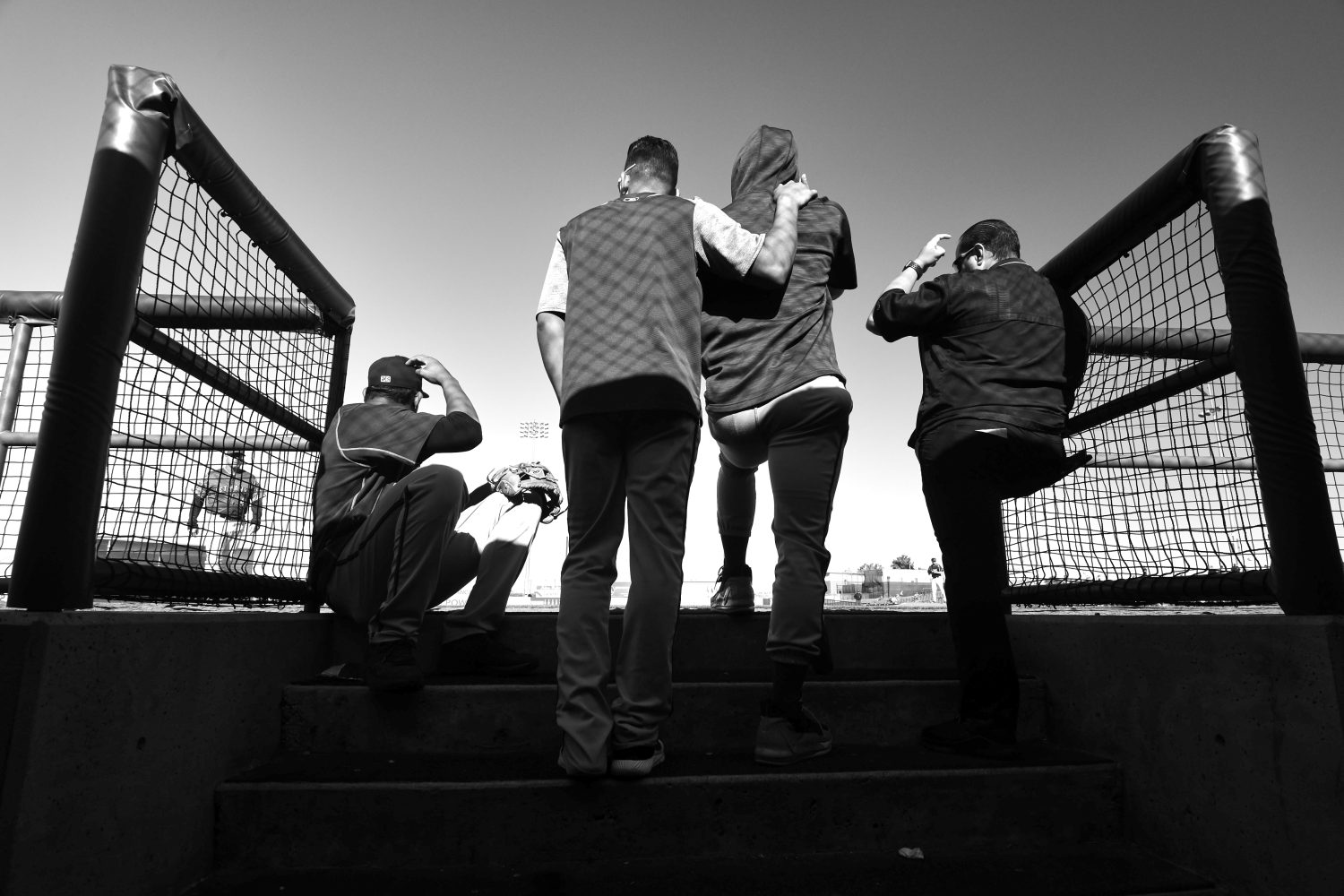 Lake Elsinore Storm players in dugout before game vs Lancaster JetHawks at The Hangar.