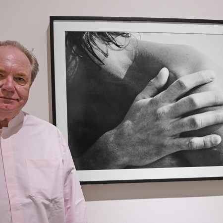 Hans Georg Berger poses during the "The Learning Photographer" exhibition of Hans Georg Berger on April 07, 2022 in Milan, Italy.