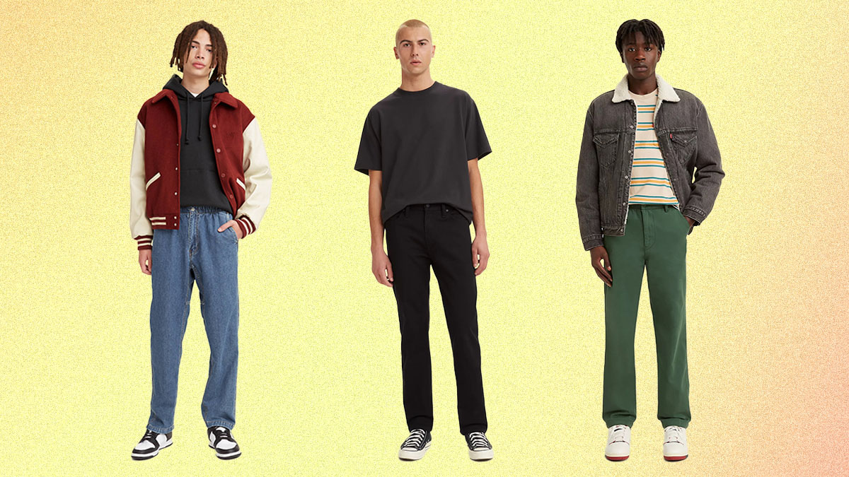 A collage of models wearing Levi's clothing