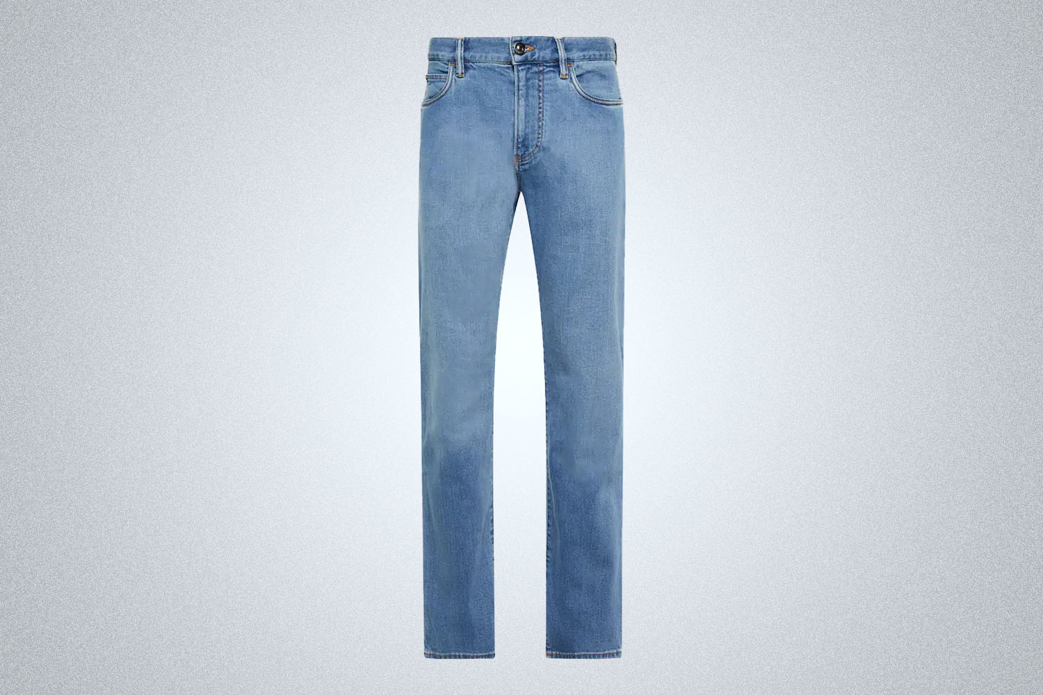 a pair of Loro Piana jeans on a grey background