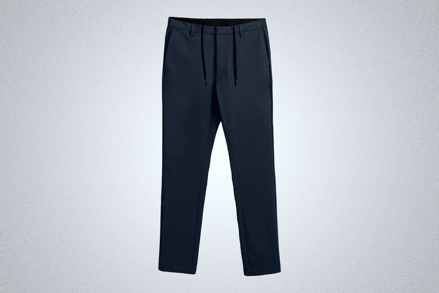 a blue trouser from Ministry of Supply on a grey background