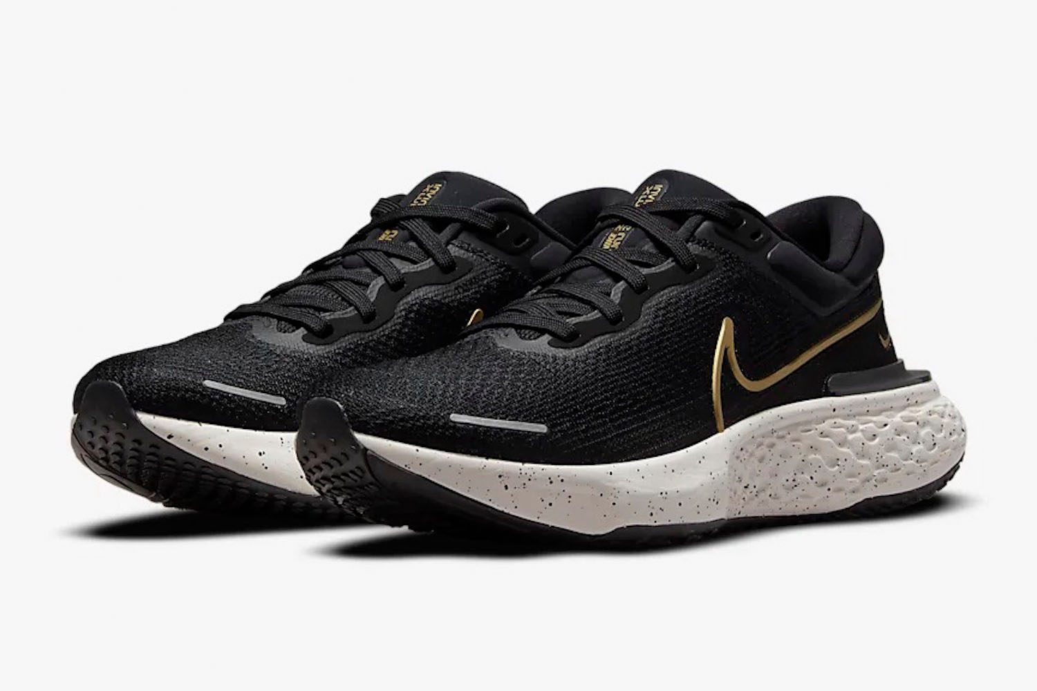 The Nike ZoomX running shoe in black on a white background