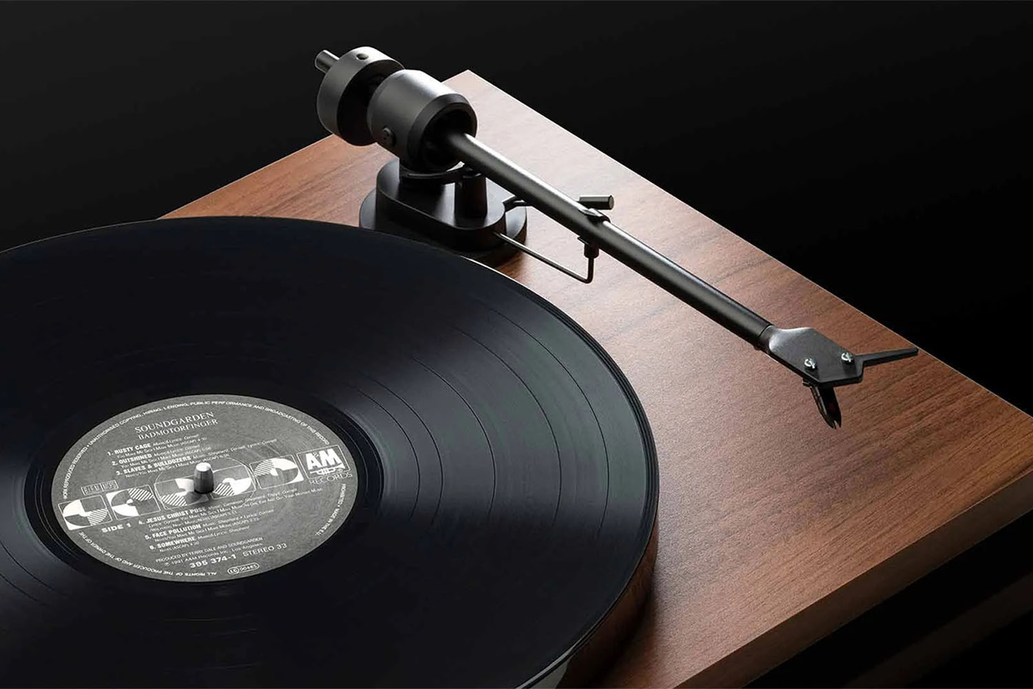 a close up of a Pro-Ject E1 turntable