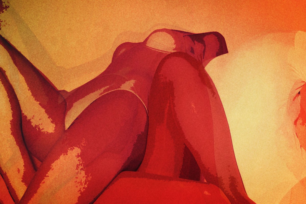 Abstract painting shows women's bodies intertwined