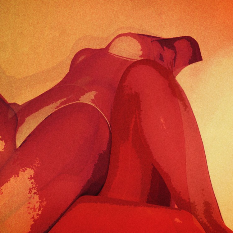 Abstract painting shows women's bodies intertwined