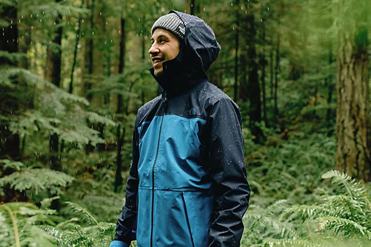 A model in a The North Face jacket