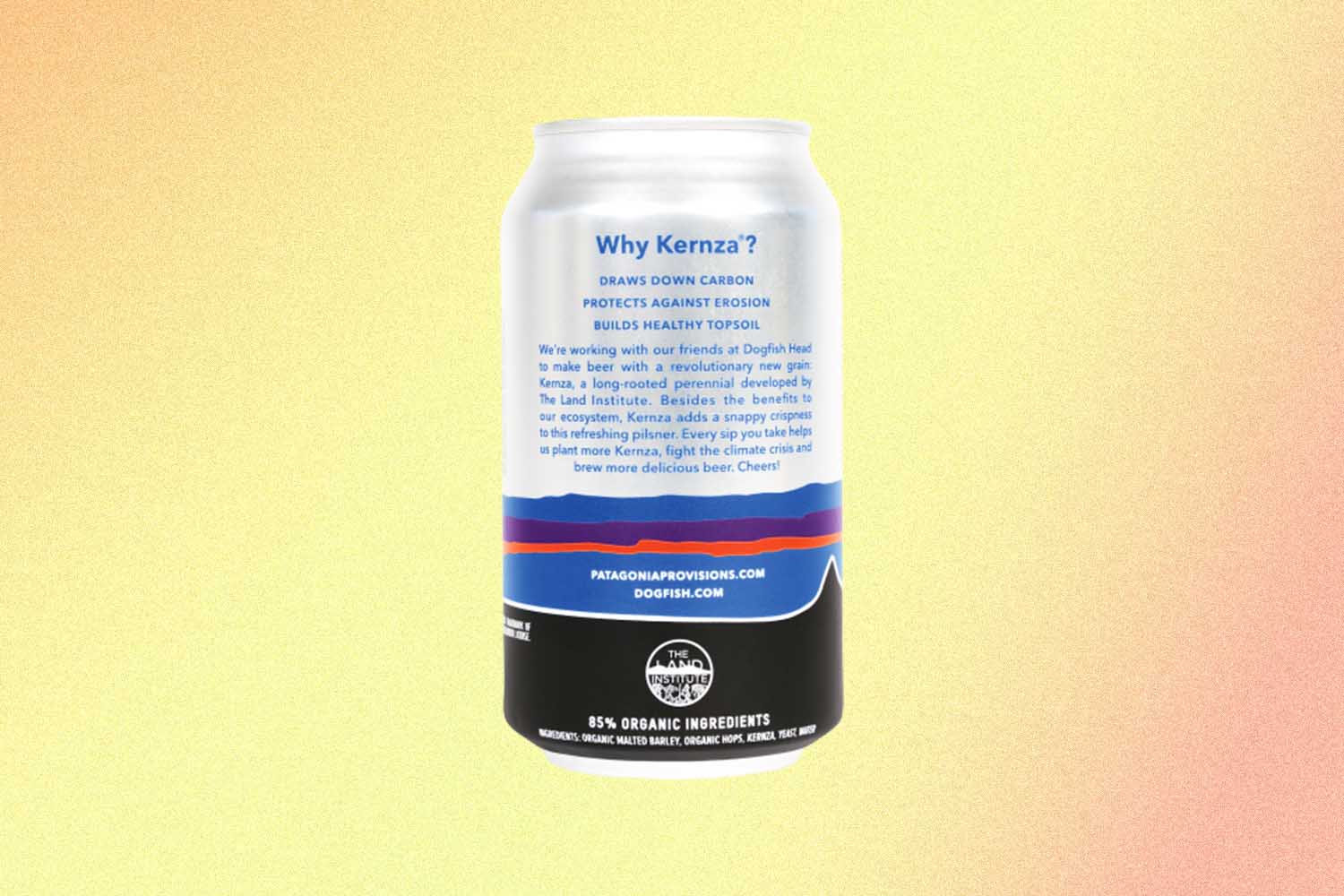 The back of a Kernza Pils can