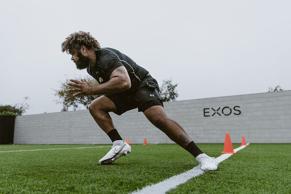 A prospective draftee working out at Exos.