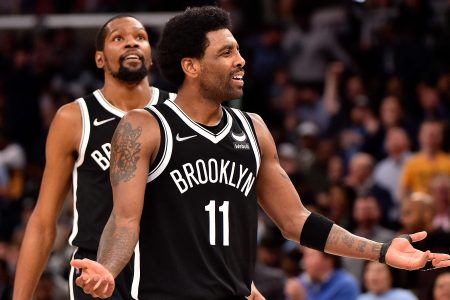 Kyrie Irving and Kevin Durant at FedExForum in Memphis. A new report from the New York Daily News suggests that the Brooklyn Nets are "outright unwilling" to give Irving a long-term extension.