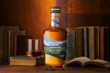A bottle of Sweetens Cove Kennessee bourbon