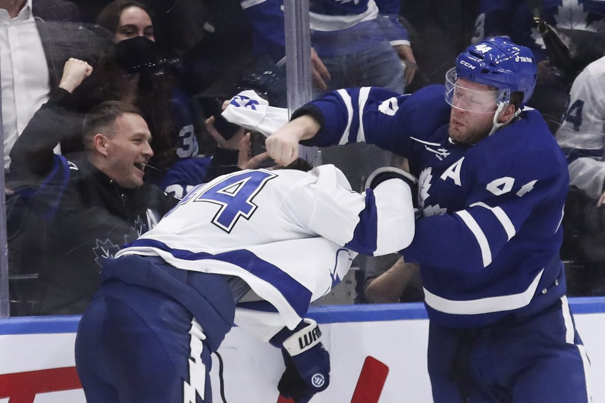 Hockey Game Breaks Out Before Maple Leafs-Lightning Line Brawl in Playoffs
