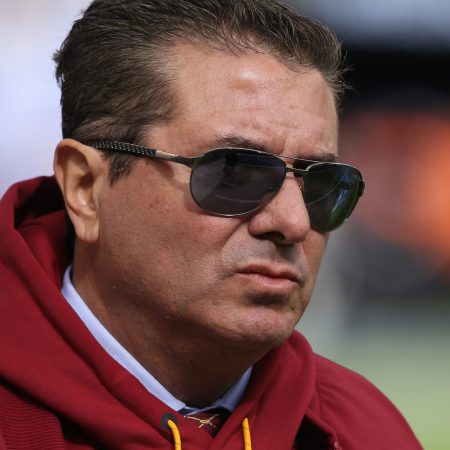 Owner Dan Snyder of the Washington Commanders in 2018. A new USA Today report says NFL owners are "counting votes" toward the removal of Snyder.