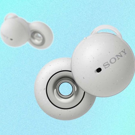 A pair of Sony LinkBuds, an unusually-shaped new pair of "open" earbuds