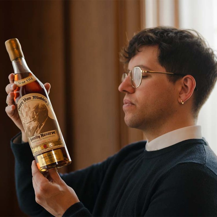 Joe Wilson examining the Pappy Van Winkle 1984 Family Reserve 23 Year Old Single Barrel selected by the Kentucky Barrel Society