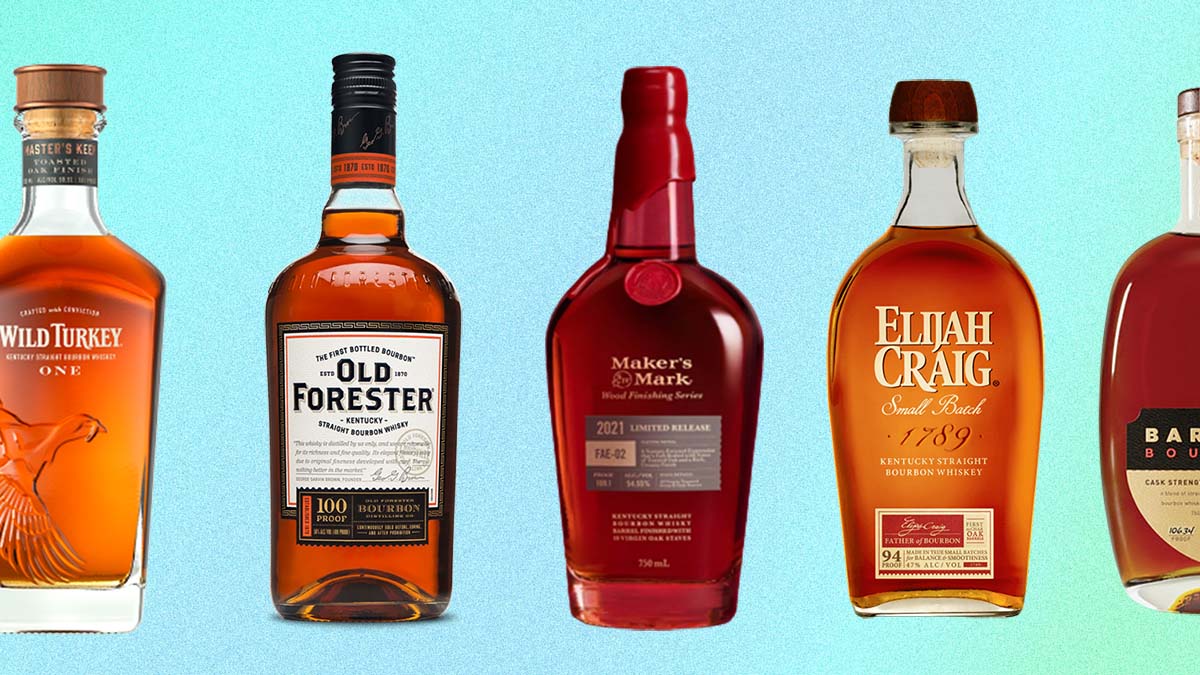 five whiskies from a "you only need 5 bourbons" list