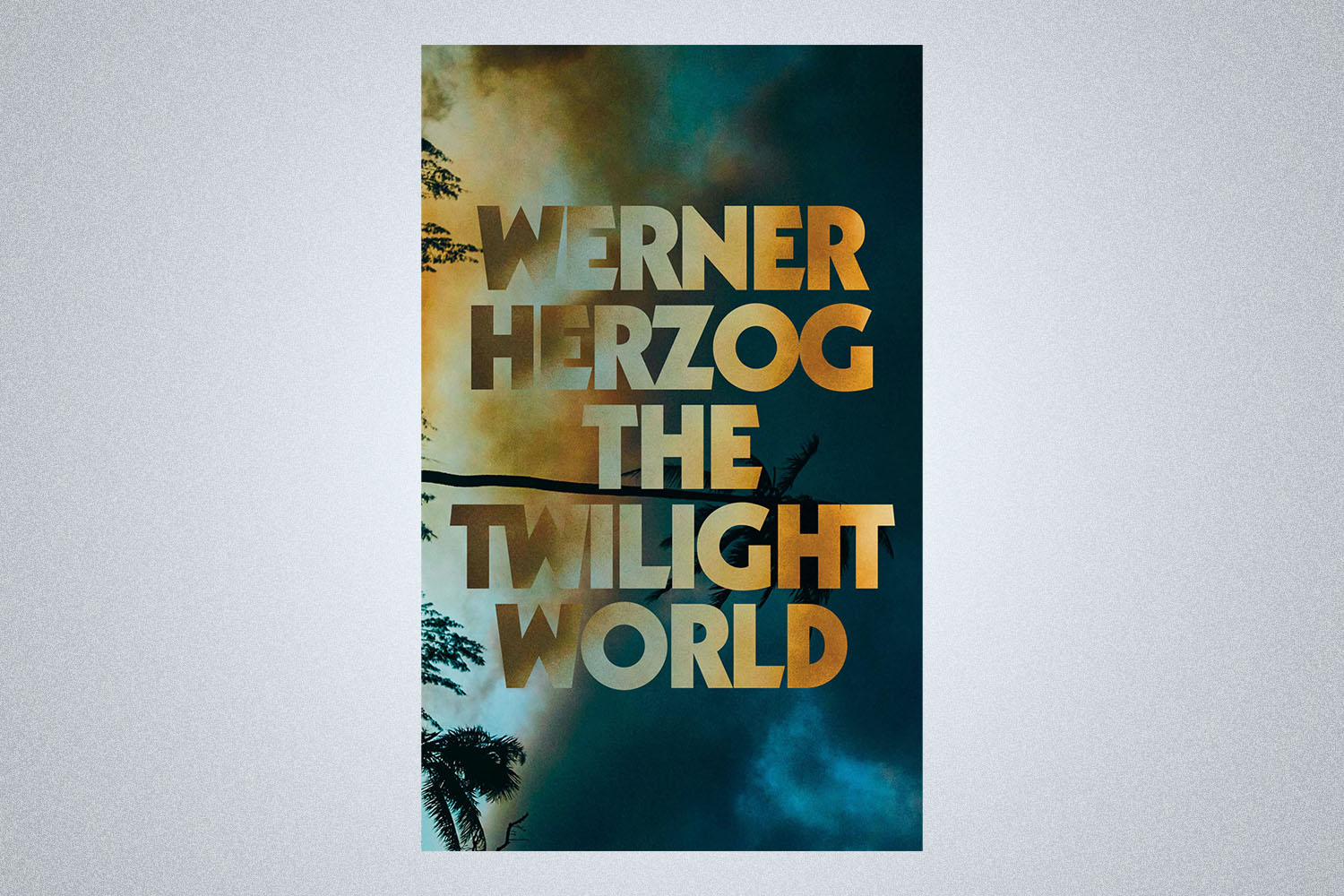 A book by Werner Herzog entitled "The Twilight World" on a grey background