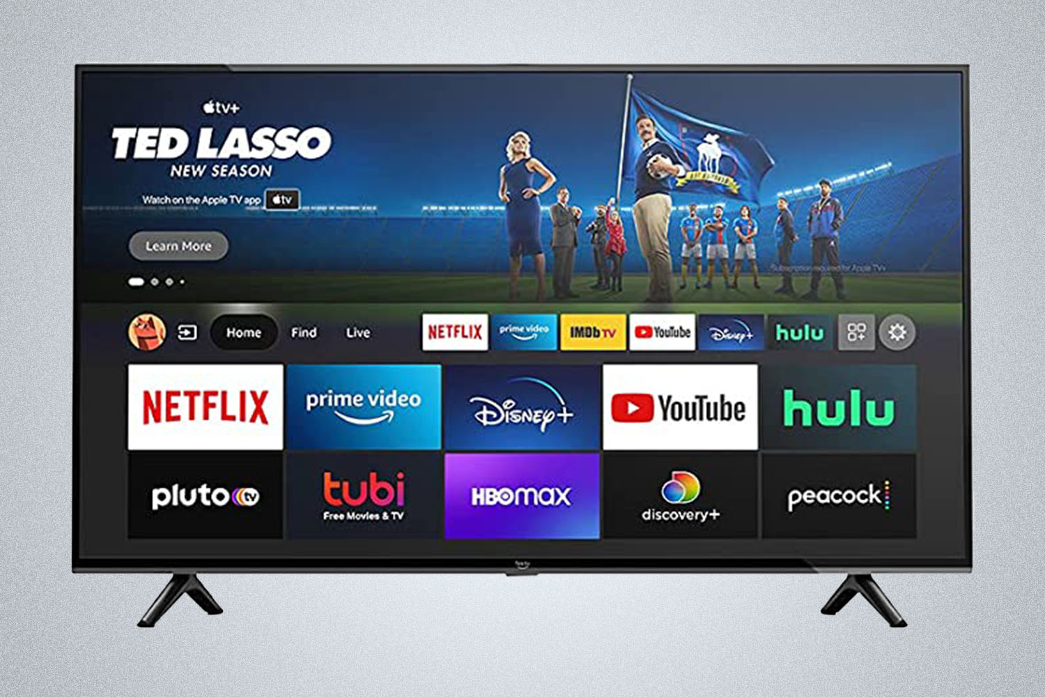 A 50" Fire TV from Amazon on a grey background