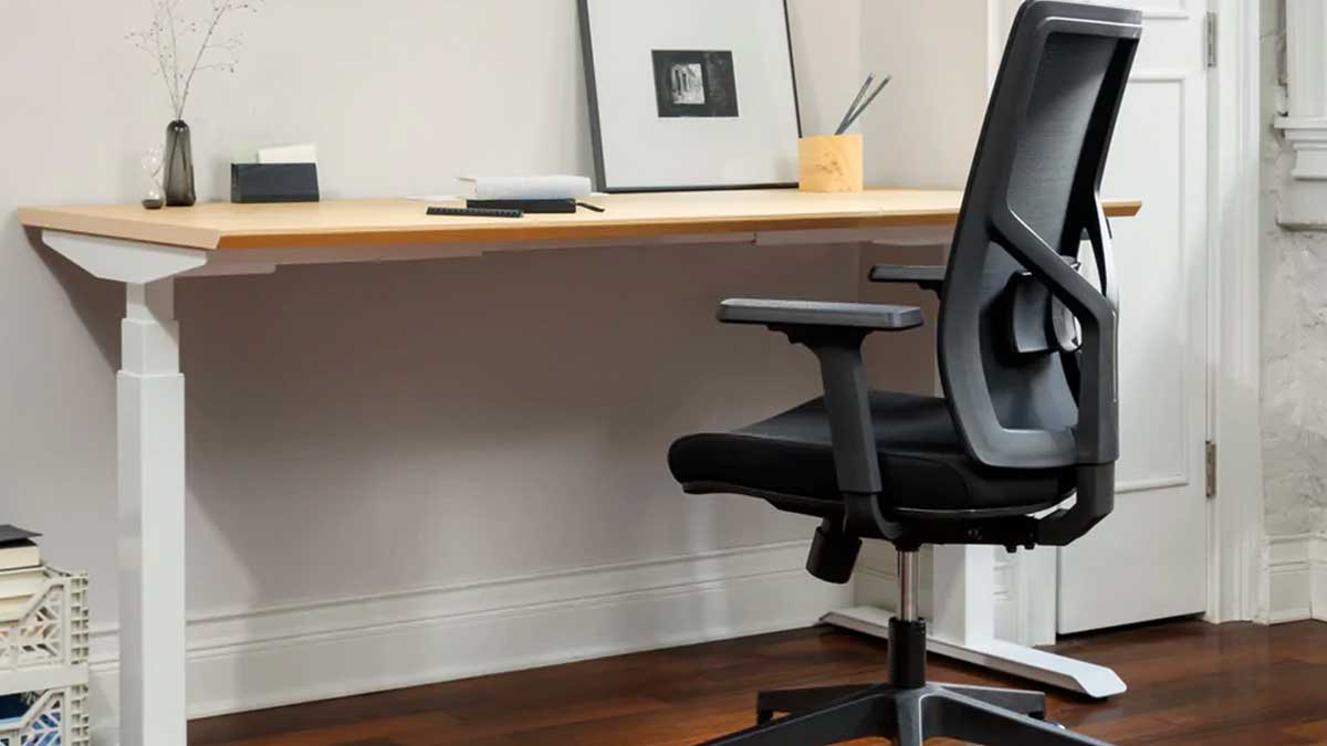 A modern office setup with Branch's Task Chair and Office Desk.