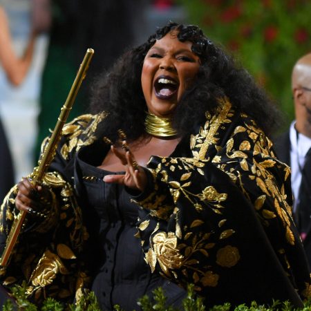 Lizzo is seen at The 2022 Met Gala Celebrating "In America: An Anthology of Fashion" on May 2, 2022 in New York City.