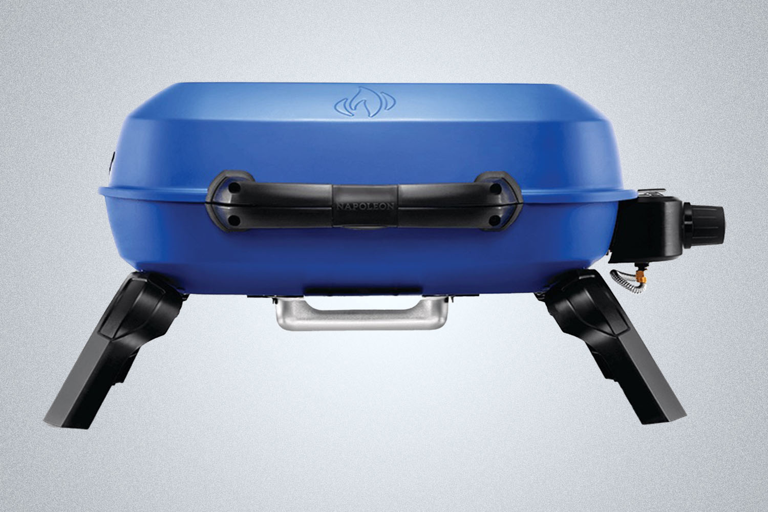 a blue Travel Grill on a grey background