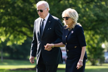 US President Joe Biden and US First Lady Dr. Jill Biden walk on the South Lawn of the White House in Washington, DC, on May 30, 2022, after returning from Wilmington, Delaware. In a new interview, Dr. Biden talked about her habit of "fexting" with the president. What is fexting?