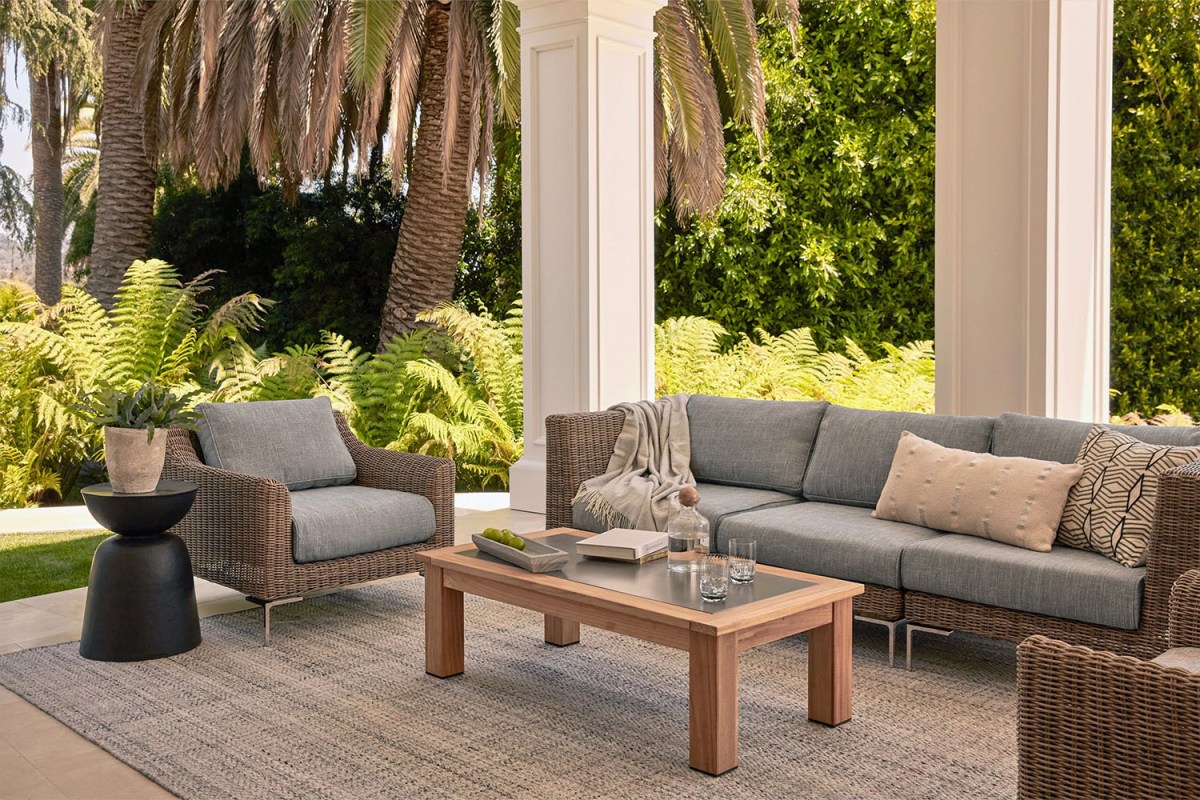 Outer Brown Wicker Outdoor Loveseat