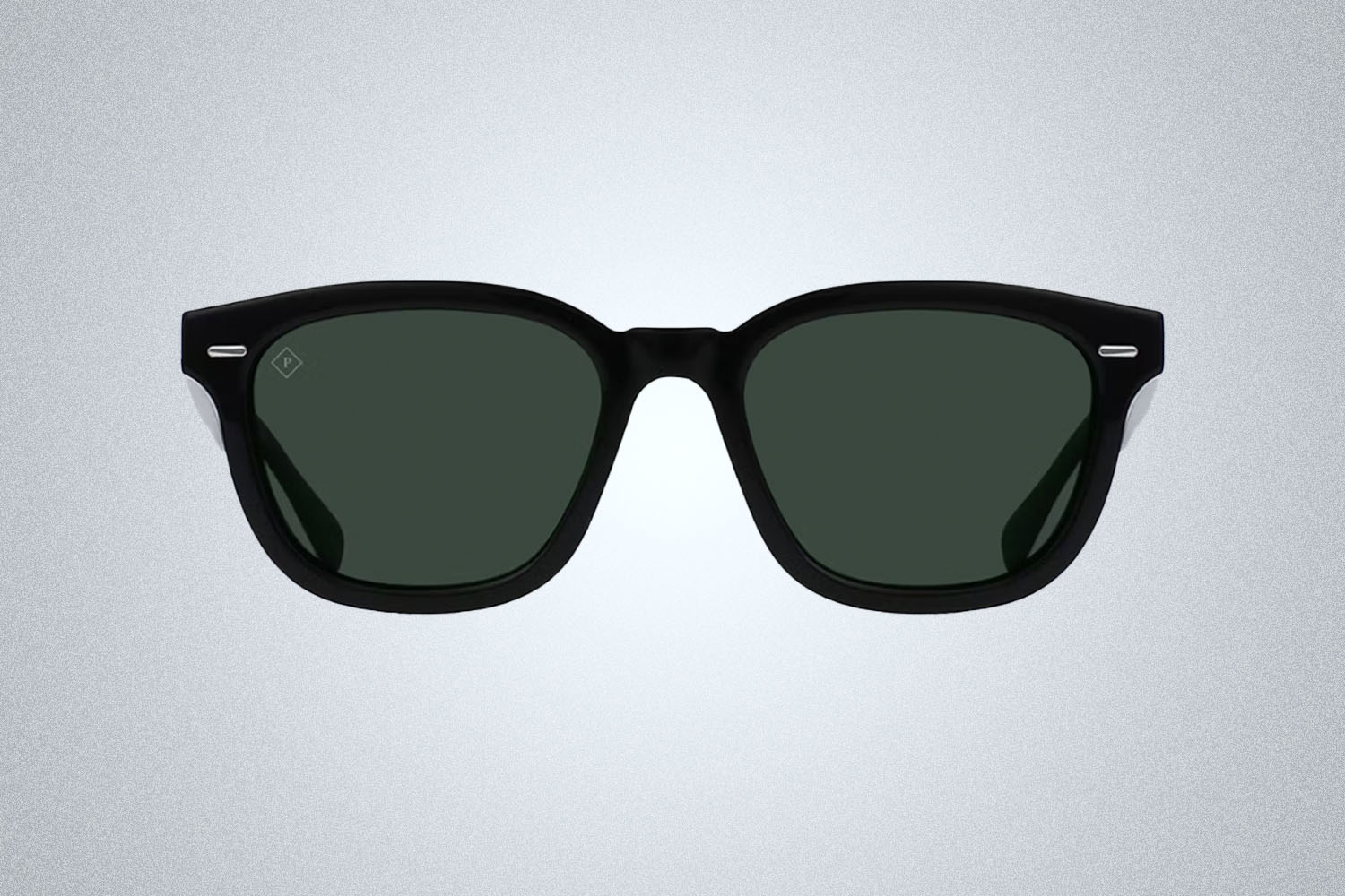 A pair of black Raen Optics sunglasses on a grey background