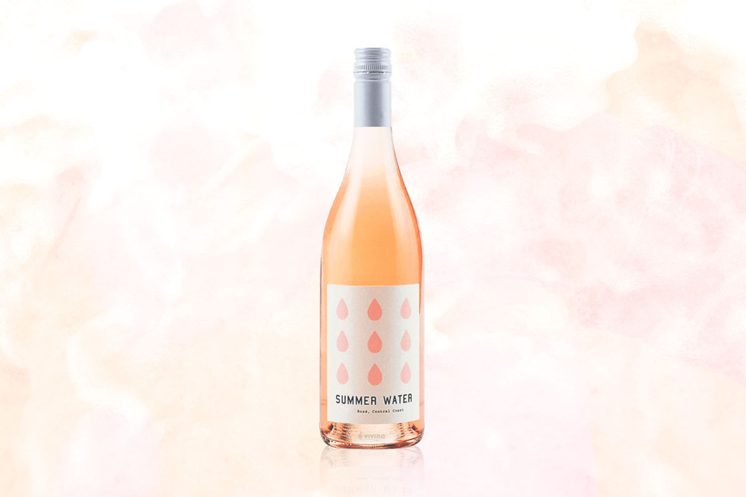 A bottle of Summer Water Rosé on a pale pink background