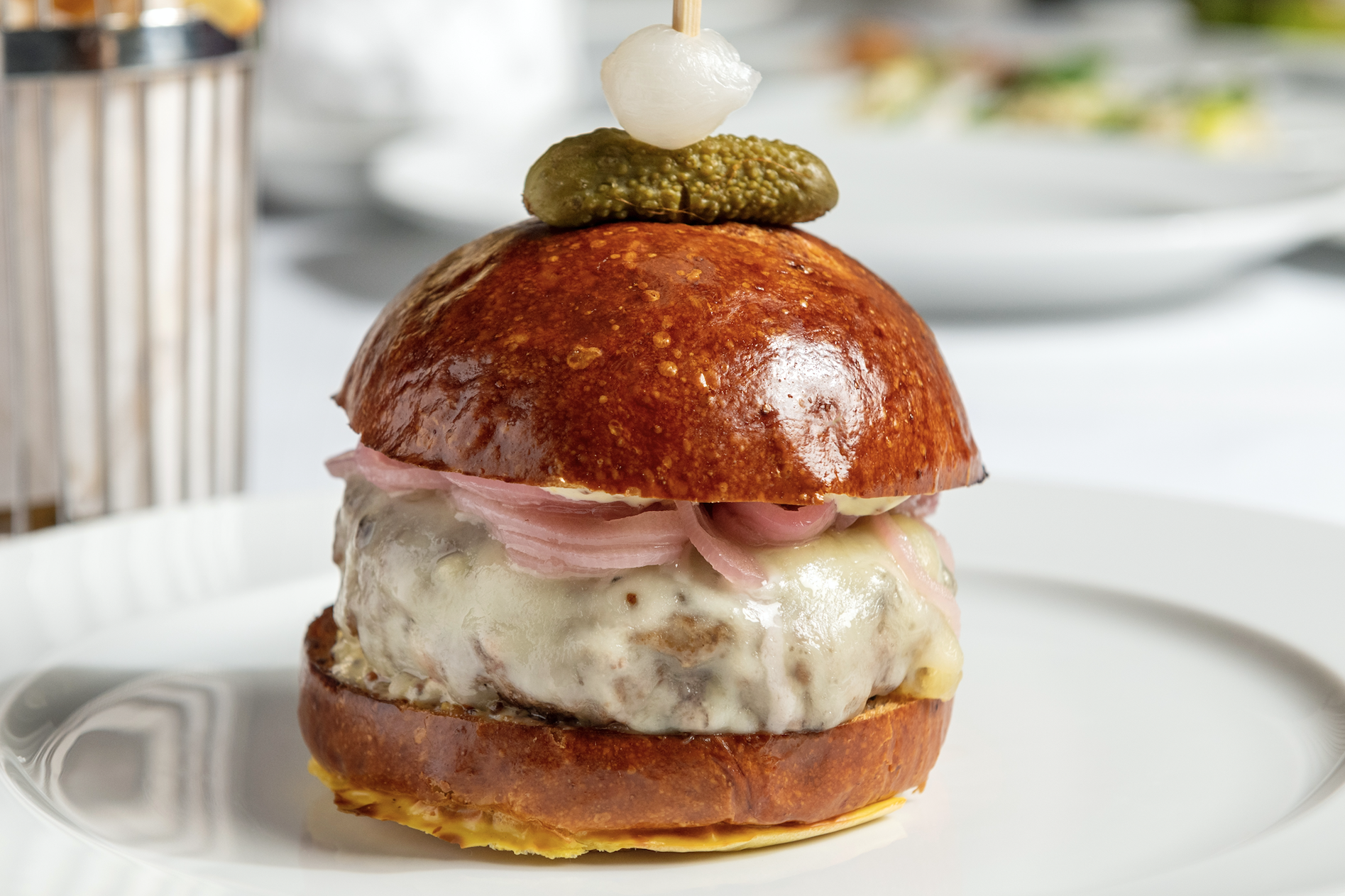 The Stanford White burger from The Lambs Club in Midtown Manhattan.