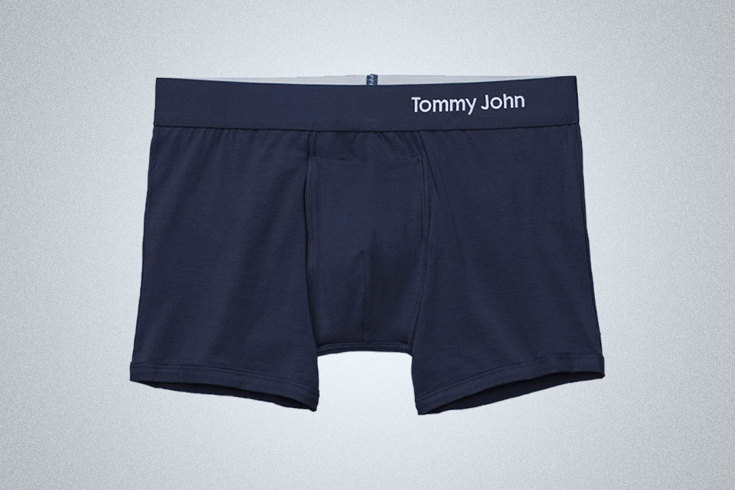 a pair of blue underwear from Tommy John on a grey background