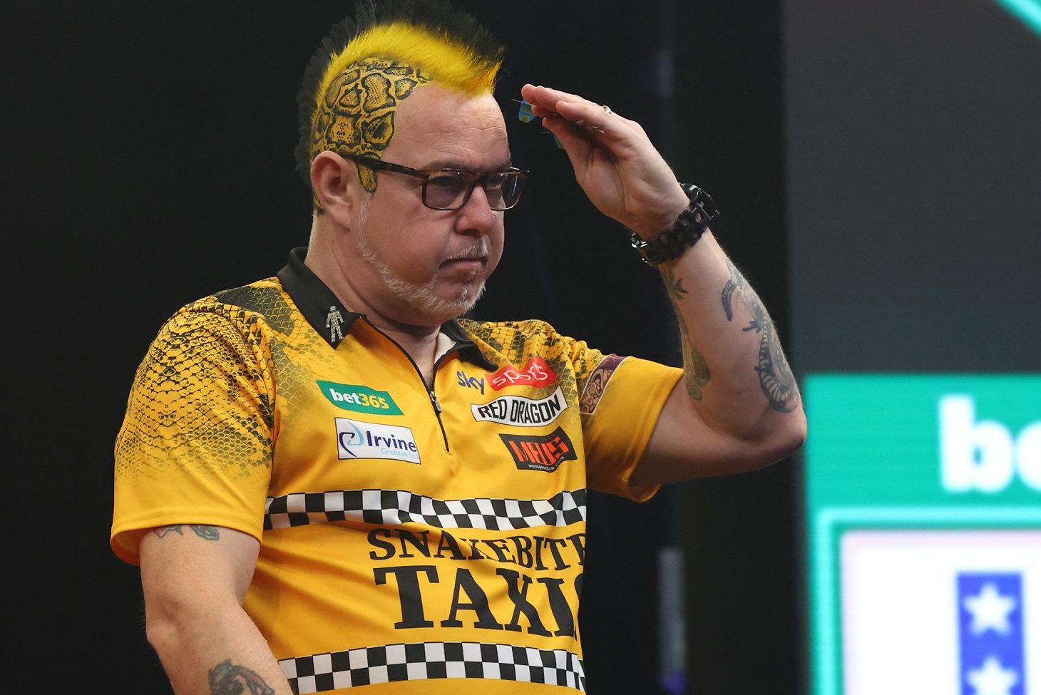 Peter Wright celebrates his win against Danny Baggish at the PDC Darts Championships
