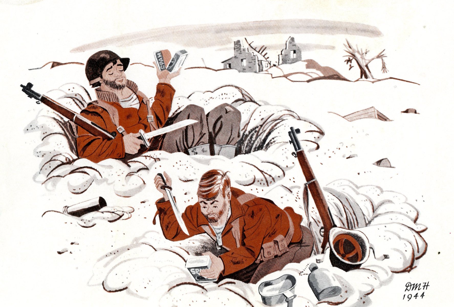 "Willie and Joe were stock characters representing United States infantry soldiers during World War II. They were created and drawn by American cartoonist Bill Mauldin, who was also a soldier, from 1940 to 1948, with additional drawings later. They were published in a cartoon format, first in the 45th Division News, then <em>Stars and Stripes</em>, and starting in 1944, a syndicated newspaper cartoon distributed by United Feature Syndicate. Willie and Joe were used for recruitment purposes as well."
