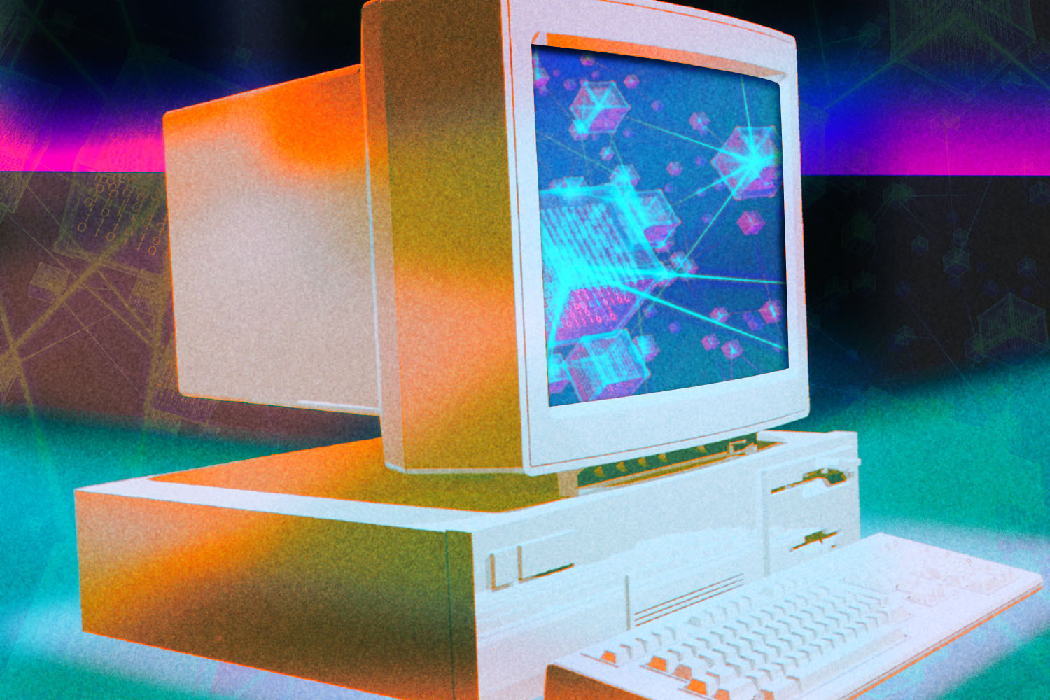 An older desktop computer using blockchain, showcasing the ideas behind Web 3.0 but also how early on we are in the Web3 space