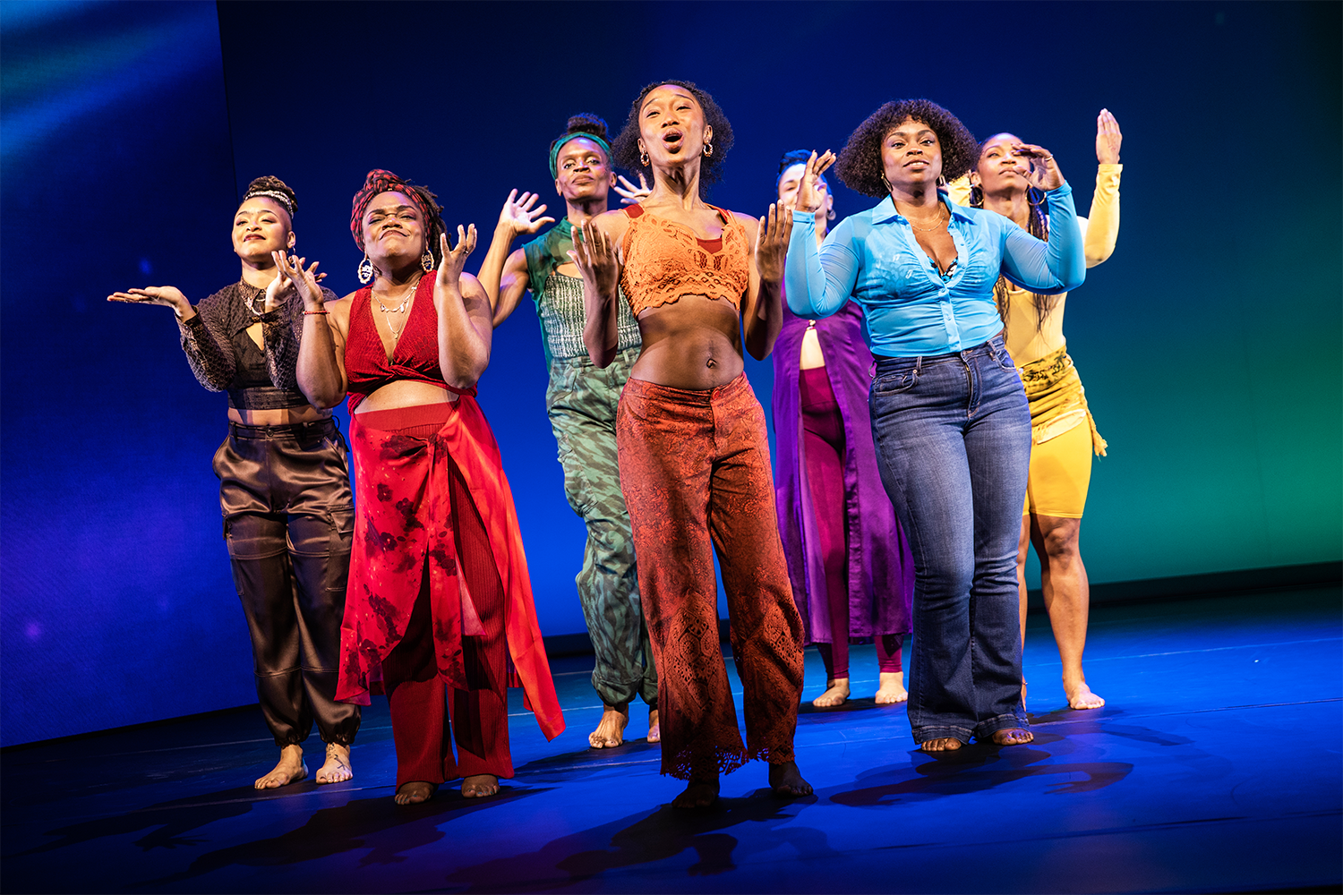 The cast of "For Colored Girls." The show is nominated for seven Tony Awards.