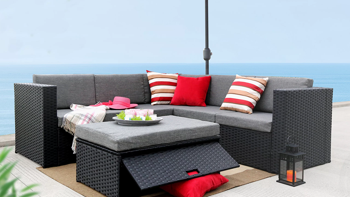 Cotswald Polyethylene (PE) Wicker 5 - Person Seating Group with Cushions, now on sale at Wayfair