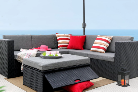 Cotswald Polyethylene (PE) Wicker 5 - Person Seating Group with Cushions, now on sale at Wayfair