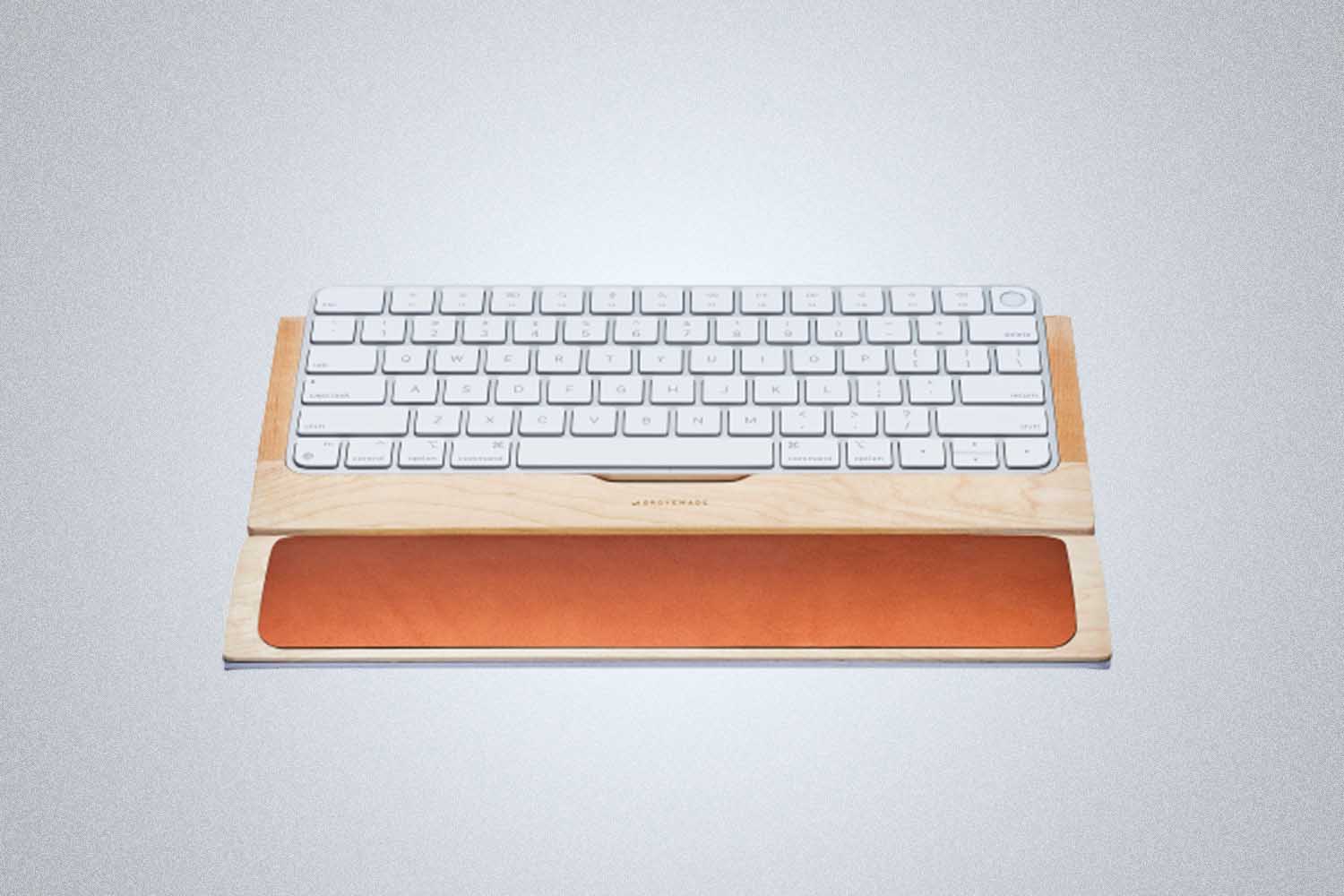 Leather & Wood Keyboard Wrist Rest