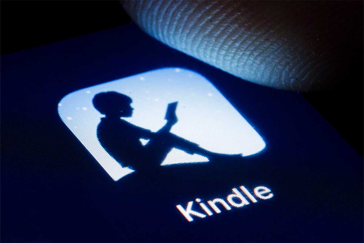 Selection of electronic books on digital tablet or e-reader.