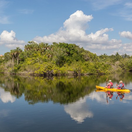 Two people kayaking in Lovers Key State Park near Bonita Springs, Florida