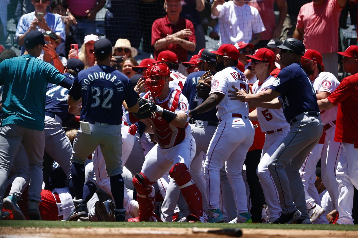 The Seattle Mariners and the Los Angeles Angels clear the benches and brawl.