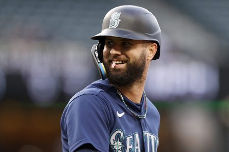 of the Seattle Mariners looks on at T-Mobile Park in Seattle.