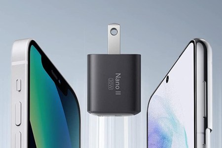 Anker Compact PowerPort III 30W Charger near two phones