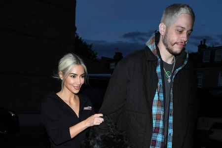 Kim Kardashian and Pete Davidson are seen on May 30, 2022 in London, England.