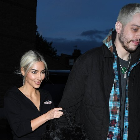Kim Kardashian and Pete Davidson are seen on May 30, 2022 in London, England.